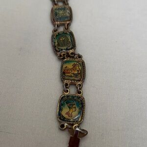 Vintage Egyptian-Inspired Gold and Green Bracelet